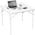34-inch Folding Table, Portable Square Folding Card Table, Plastic Folding multi-functional Dining Table, Suitable for Camping, Office Parties, White