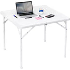 34-inch Folding Table, Portable Square Folding Card Table, Plastic Folding multi-functional Dining Table, Suitable for Camping, Office Parties, White