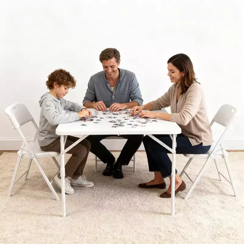 Table pliante de 86,4 cm, table pliante carrée portable, table de salle à manger multifonctionnelle en plastique, convient pour le camping, les fêtes de bureau, blanche