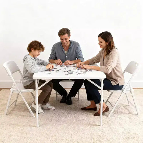 Table pliante de 86,4 cm, table pliante carrée portable, table de salle à manger multifonctionnelle en plastique, convient pour le camping, les fêtes de bureau, blanche
