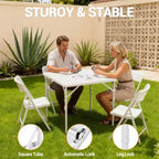 Table pliante de 86,4 cm, table pliante carrée portable, table de salle à manger multifonctionnelle en plastique, convient pour le camping, les fêtes de bureau, blanche