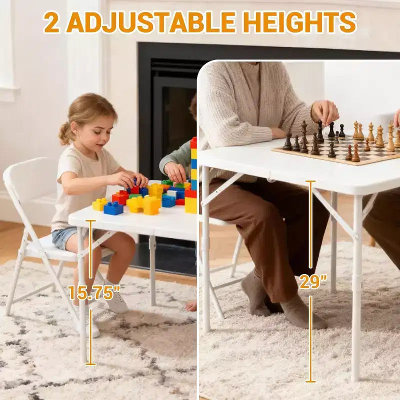 Table pliante de 86,4 cm, table pliante carrée portable, table de salle à manger multifonctionnelle en plastique, convient pour le camping, les fêtes de bureau, blanche