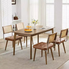 Chaises de salle à manger modernes avec dossier en rotin naturel tressé à la main et assise rembourrée, parfaites pour la cuisine et la salle à manger