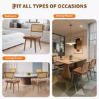 Chaises de salle à manger modernes avec dossier en rotin naturel tressé à la main et assise rembourrée, parfaites pour la cuisine et la salle à manger
