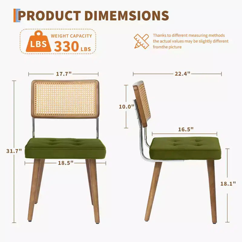 Chaises de salle à manger modernes avec dossier en rotin naturel tressé à la main et assise rembourrée, parfaites pour la cuisine et la salle à manger