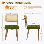 Chaises de salle à manger modernes avec dossier en rotin naturel tressé à la main et assise rembourrée, parfaites pour la cuisine et la salle à manger