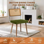 Chaises de salle à manger modernes avec dossier en rotin naturel tressé à la main et assise rembourrée, parfaites pour la cuisine et la salle à manger