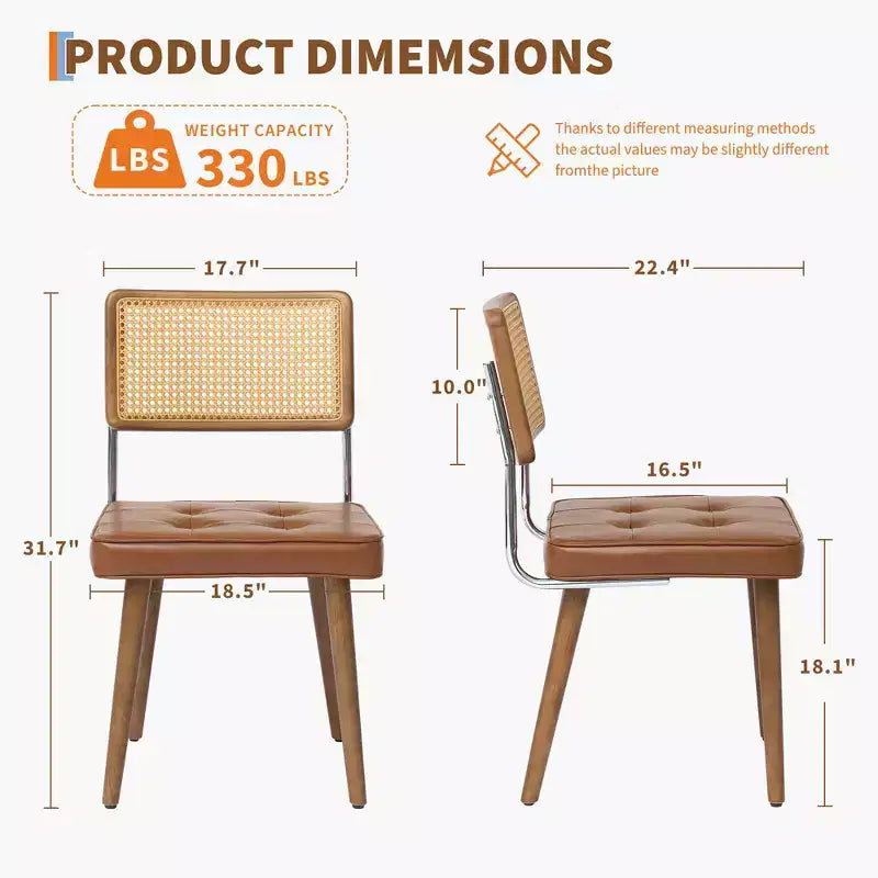 Chaises de salle à manger modernes avec dossier en rotin naturel tressé à la main et assise rembourrée, parfaites pour la cuisine et la salle à manger