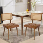 Chaises de salle à manger modernes avec dossier en rotin naturel tressé à la main et assise rembourrée, parfaites pour la cuisine et la salle à manger