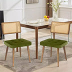 Chaises de salle à manger modernes avec dossier en rotin naturel tressé à la main et assise rembourrée, parfaites pour la cuisine et la salle à manger