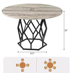 Table à manger ronde pour 4-6 personnes, table de cuisine de ferme de 47 pouces, table à dîner ronde moderne avec base robuste, table en bois industrielle pour la cuisine