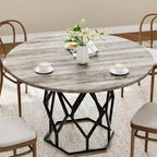 Table à manger ronde pour 4-6 personnes, table de cuisine de ferme de 47 pouces, table à dîner ronde moderne avec base robuste, table en bois industrielle pour la cuisine