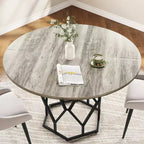 Table à manger ronde pour 4-6 personnes, table de cuisine de ferme de 47 pouces, table à dîner ronde moderne avec base robuste, table en bois industrielle pour la cuisine
