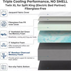 Matelas en mousse à mémoire de forme Twin XL de 12 à 14 pouces, matelas ferme en gel rafraîchissant haut de gamme au thé vert, housse amovible sans fibre de verre, respirant et offrant un bon soutien