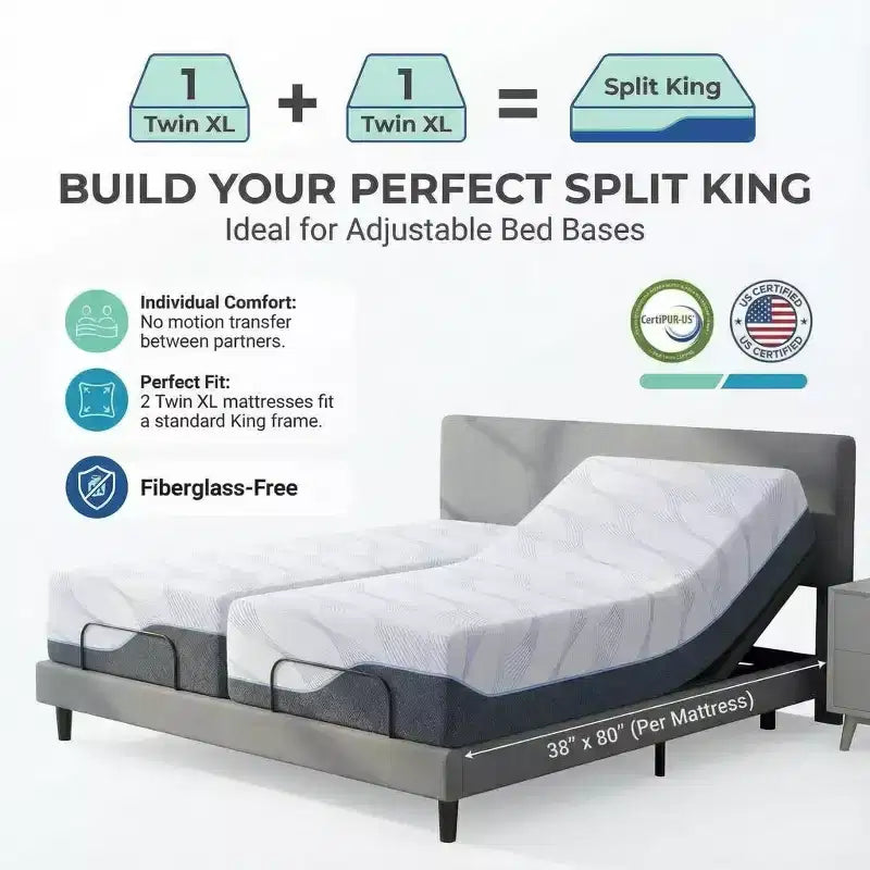Matelas en mousse à mémoire de forme Twin XL de 12 à 14 pouces, matelas ferme en gel rafraîchissant haut de gamme au thé vert, housse amovible sans fibre de verre, respirant et offrant un bon soutien