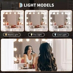 Miroir de coiffeuse d'angle, miroir à 3 volets avec 3 modes d'éclairage, miroir de maquillage pour chambre et studio, miroir de courtoisie éclairé à trois volets