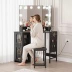 Miroir de coiffeuse d'angle, miroir à 3 volets avec 3 modes d'éclairage, miroir de maquillage pour chambre et studio, miroir de courtoisie éclairé à trois volets