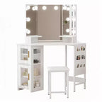 Miroir de coiffeuse d'angle, miroir à 3 volets avec 3 modes d'éclairage, miroir de maquillage pour chambre et studio, miroir de courtoisie éclairé à trois volets