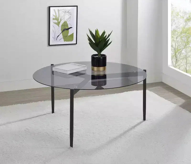 Table basse Coaster Rosalie à plateau rond en verre fumé