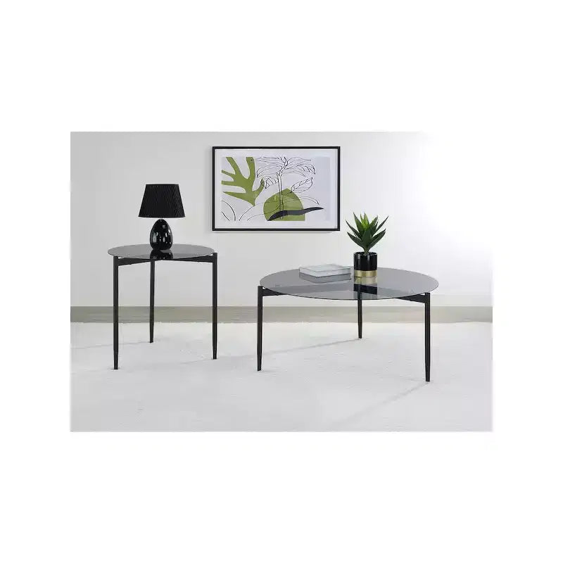 Table basse Coaster Rosalie à plateau rond en verre fumé