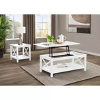 Table basse relevable rectangulaire de 112 cm, blanc