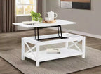 Table basse relevable rectangulaire de 112 cm, blanc