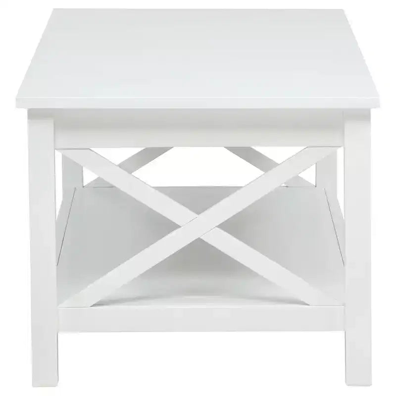 Table basse relevable rectangulaire de 112 cm, blanc