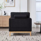 Fauteuil d'appoint, Fauteuil capitonné en Bouclette avec 2 Coussins Traversins, Pieds en Bois Naturel, Assise à Ressorts Ensachés, Fauteuil de Salon pour Bureau, Salon