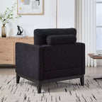 Fauteuil d'appoint, Fauteuil capitonné en Bouclette avec 2 Coussins Traversins, Pieds en Bois Naturel, Assise à Ressorts Ensachés, Fauteuil de Salon pour Bureau, Salon