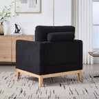 Fauteuil d'appoint, Fauteuil capitonné en Bouclette avec 2 Coussins Traversins, Pieds en Bois Naturel, Assise à Ressorts Ensachés, Fauteuil de Salon pour Bureau, Salon