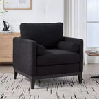 Fauteuil d'appoint, Fauteuil capitonné en Bouclette avec 2 Coussins Traversins, Pieds en Bois Naturel, Assise à Ressorts Ensachés, Fauteuil de Salon pour Bureau, Salon